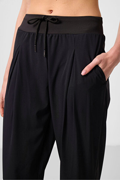 TOMMY LIFE Siyah Cepli Standart Kalıp Kadın Yoga Pantolon - 94677