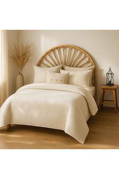 Prime Sleeks Σετ κρεβατιού διπλό 100% βαμβακερό σετ κρεβατιού με υφή βάφλα Vintage σετ κρεβατιού 200x220cm