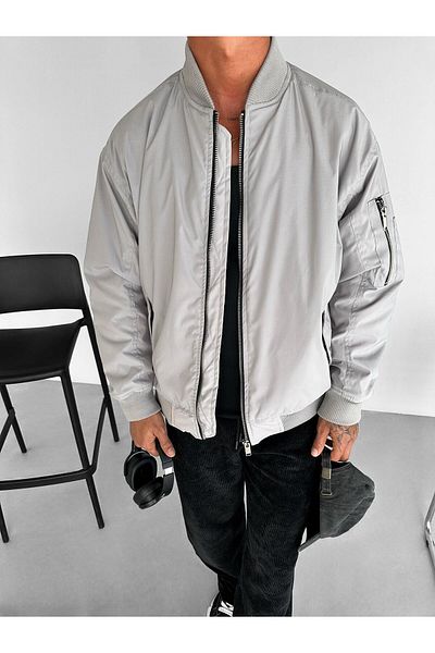 ablukaonline Ανδρικό Basic Bomber Jacket Γκρι