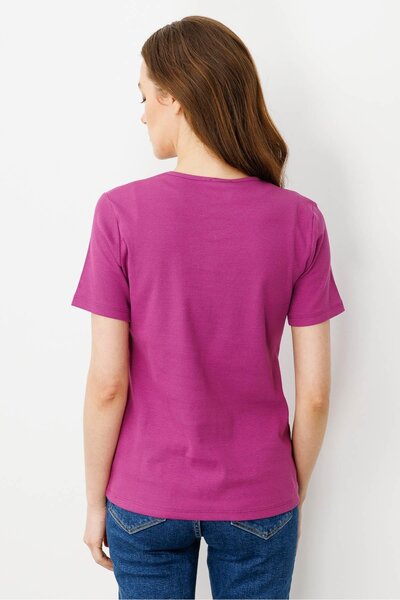 Desen Triko Γυναικείο βαμβακερό μπλουζάκι με λαιμόκοψη V Scheming