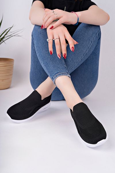 McDark Women's Black White Light Sole Anatomic Tricot Sneaker Shoes