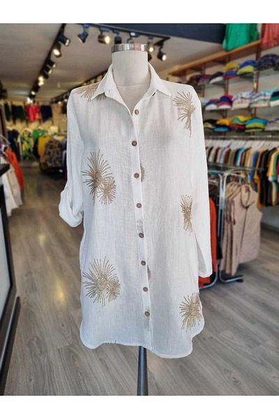 Paşalı 100% Cotton Linen Side Pocket Shirt Jacket