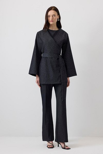 Touché Privé Stoned Denim Jacket Pants Suit