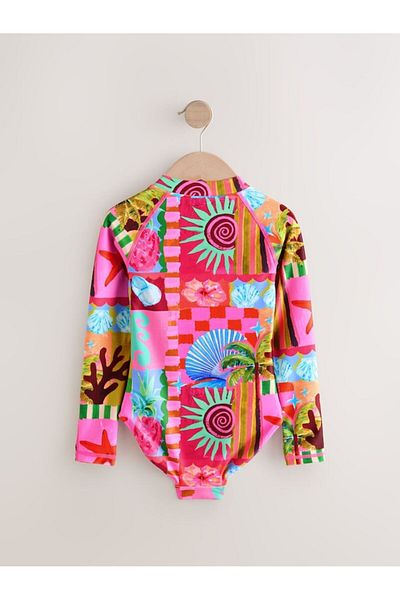 Next Baby Sun Proof Upf50 One Piece Multi Color Animal Print Swimsuit Set Alyab7019