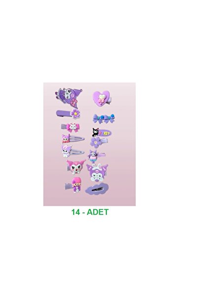 Luxmon Cataramă pentru fetiță cu figurine mixte de 14 piese Kuromi, cu agrafă și pix