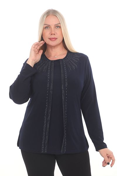 TRENDSE Stylish Mother's Blouse - 2-piece Look, Jewelled Bead DeTailed EveninG Dress