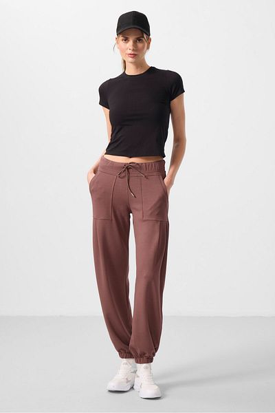 TOMMY LIFE Brown Soft Textured Pocket Detailed Comfortable Form Women's Trousers - 94672