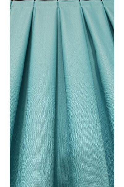 Yuka Linen Textured Turquoise Panel Background Curtain Luxury Heavy Weight Single Wing 1/3 Dense Pleated Solid Color
