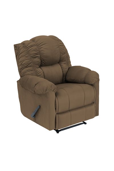BACK COMFORT Velvet Rocking Recliner Chair - Light Brown - ComfyChair
