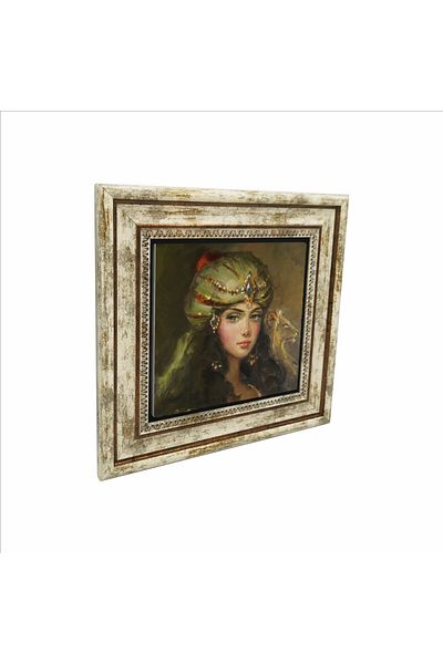Sadrazam Tablou cu piatră naturală imprimată cu desen de femei otomane (25 X 25 KRT-111)