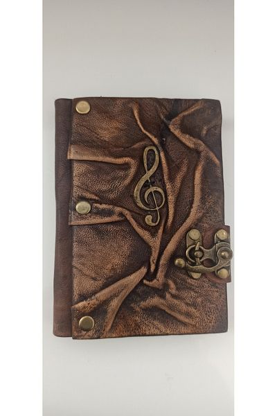 MATRUŞKA DERİ SANAT TASARIM Handmade Real Leather Hardcover Diary Notebook (Medium Size)