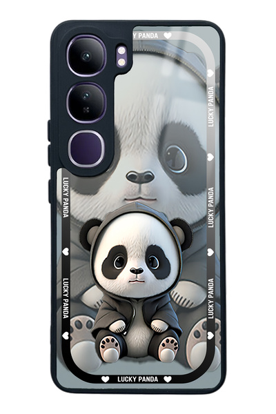 Spoyi Vivo V40 Lite White lucky panda Tasarımlı Glossy Telefon Kılıfı