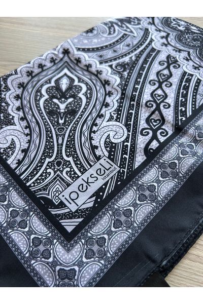 İpekseli Şal din bumbac cu model Etro mătăsos negru