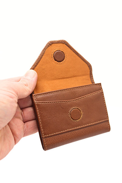 willpolo Genuine Leather Cover 12 Compartments Tan Accordion Card Holder Envelope Model Credit Card Holder