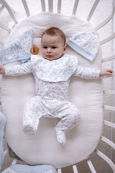 Atelier Babbi طقم حديثي الولادة مكون من 5 قطع - TOILE DE JOUY / أزرق