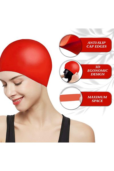 Generic High Elasticity Silicon Swimming Cap Unisex Swimming Hooded Waterproof Shower Cap