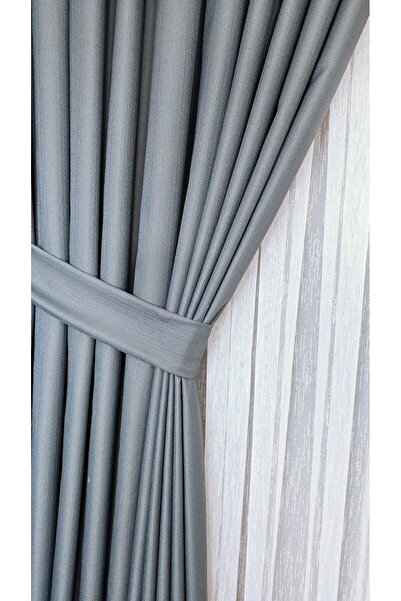 Yuka Linen Textured Smoked Board Background Curtain Luxury Heavy Weight Single Wing 1/3 Dense Pleated Solid Color