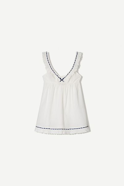 Bershka Swiss-embroidered mini dress
