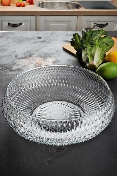 Bev Kitchen Tokyo Glass 26 cm Salad Bowl Salad Plate