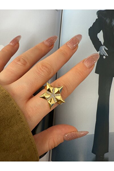Pinery Jewels سلسلة VIP - خاتم نسائي من حجر النجمة مع قاعدة قابلة للتعديل