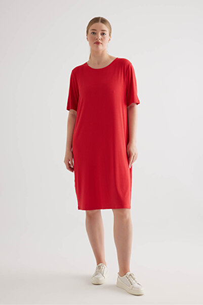 Hays Kadın Plus Size Modal Kaşkorse Kolsuz Elbise