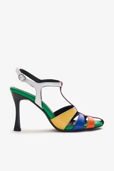 Louis Cardy Pantofi cu toc Sorel colorați din piele naturală