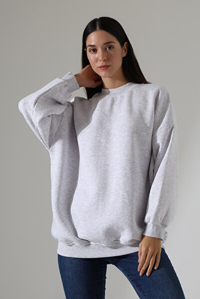 Endies Half Turtleneck Raised Casual Basic Women's Oversize Tunic Sweatshirt ...