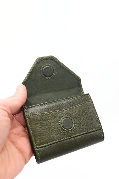 willpolo Genuine Leather Cover 12 Compartments Green Accordion Card Holder Envelope Model Credit Card Holder