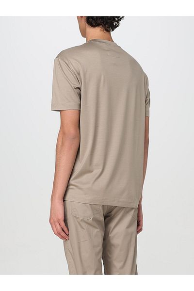 Emporio Armani Men's Regular Fit Round Neck Cotton Short Sleeve Beige T-Shirt 8N1Td8 1Juvz-U6167