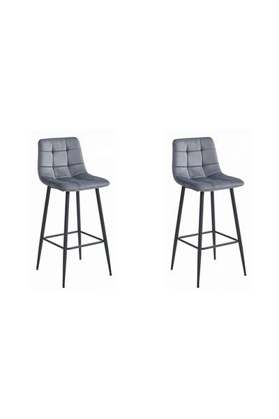 ARTOOLS Set 2 scaune bucatarie/bar, Artool, Arceto, catifea, otel, gri si negru, 43,5x32,5x104 cm