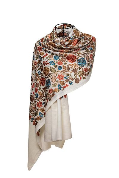 CASHMERE AND SİLK MAWLANA 85%Casmide 15% Silk Embroidered Shal