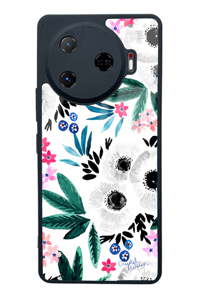 Spoyi غلاف هاتف لامع بتصميم زهرة بيضاء لهاتف Tecno Camon 30 Pro