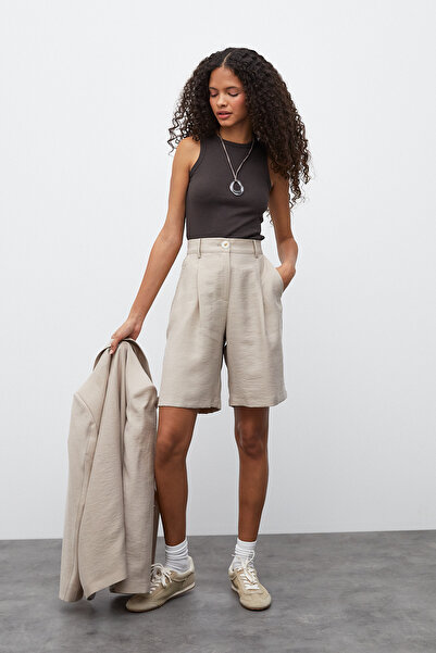 urban focus Pileli Beli Lastikli Şort