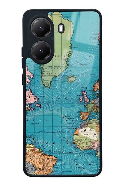 Spoyi Xiaomi Poco X7 Pro Atlantic Map Design Glossy Phone Case