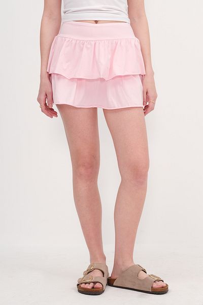Addax Elastic Waist Ruffled Mini Skirt E1555-K3