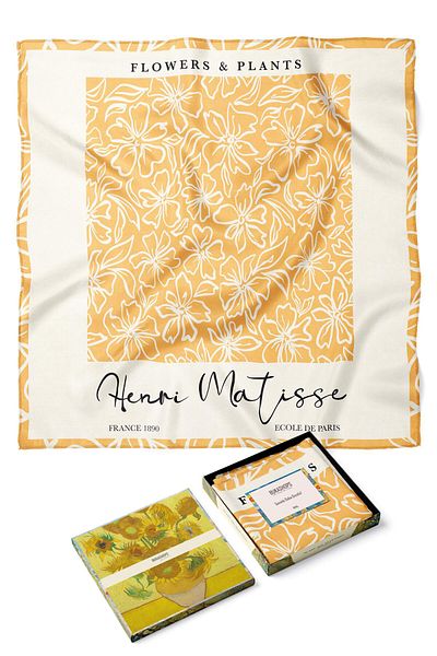 Buka Shops Henri Matisse "Flowers & Plants" Μινιμαλιστικό Floral Premium Σατέν Μπαντάνα