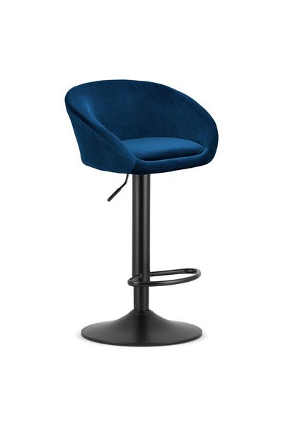 ARTOOLS Scaun de bucătărie/bar, Artool, Est, pivotant, catifea, bleumarin și negru, 53x46x81-103 cm