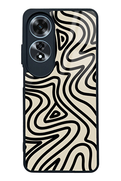 Spoyi Oppo A60 Bej Geometrik Tasarımlı Glossy Telefon Kılıfı