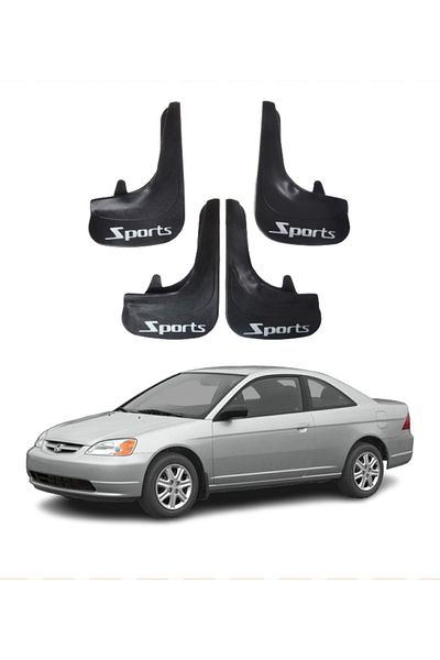 SONİKON LİNE Honda Civic 2001-2007 Compatible Sports Written 4-Piece Dust Cover Mudguard Mudguard Modified