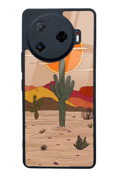 Spoyi غلاف هاتف لامع لهاتف Tecno Camon 30 Pro بتصميم Retro Cactus Sun