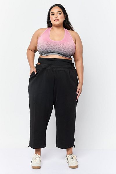 adidas Women Plus Size 7/8 Outdoor Wide Leg Track Pants, Black