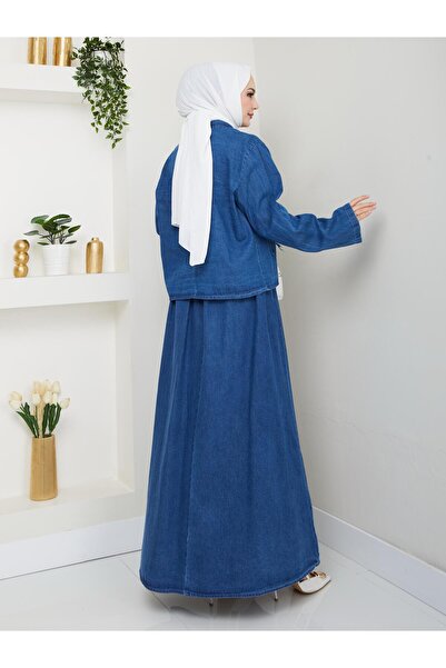 VOLT CLOTHİNG Women's Bow Skirt Denim Suit