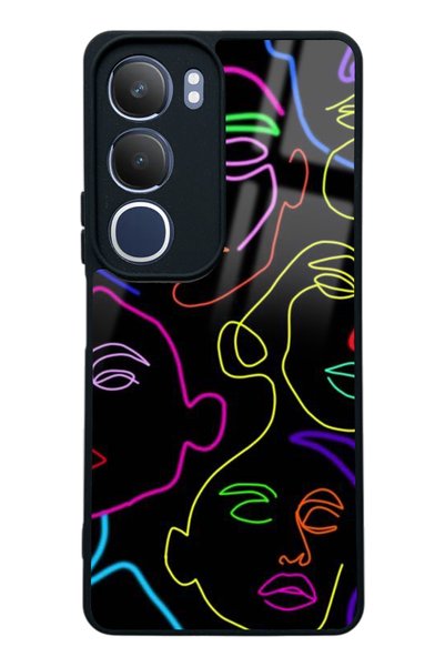 Spoyi غلاف هاتف لامع لهاتف Vivo Y19s بتصميم صورة ظلية نيون