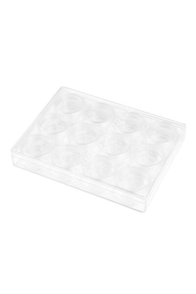 ÜSKÜDAR SANAT Şeffaf 12'li Kapaklı Saklama Kabı-Palet Plas. Büyük Boy