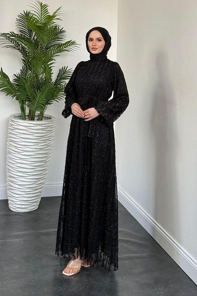 MERVEN AKYÜZ Βραδινό φόρεμα Maysa Balloon Sleeve Μαύρο