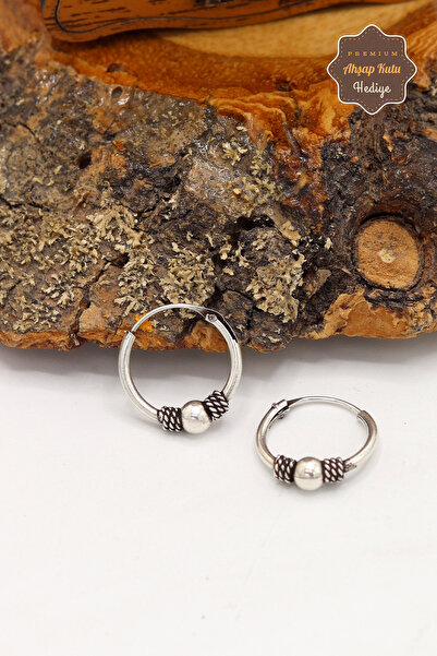 Midyat Nurtaş Gümüş Top ve Hasır İşlemeli 925 Ayar Gümüş Erkek Küpe 201024036