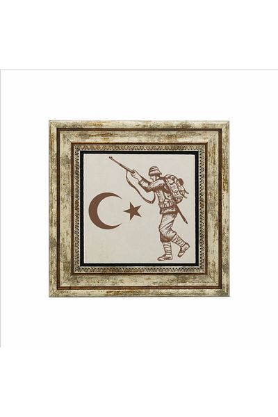 Sadrazam Pictură cu piatră naturală imprimată simbolicea Războiului de Independență (25 X 25 KRT-107)