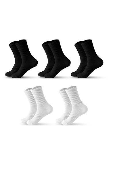 delis Set of 5 pairs of socks for men, Black/White, universal size 40-45
