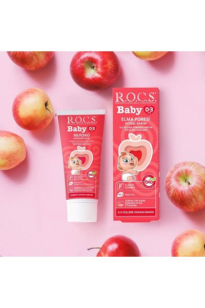 R.O.C.S. Baby 0-3 Years Old Toothpaste 35 ml / Apple Puree Fruit Extract Toothpaste from the First Tooth (2 Pcs)