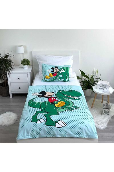 Mickey Mouse Set 2 piese lenjerie de pat, Husa pilota, 100x135 cm, husa perna, 40x60 cm, Multicolor, Mickey Mouse